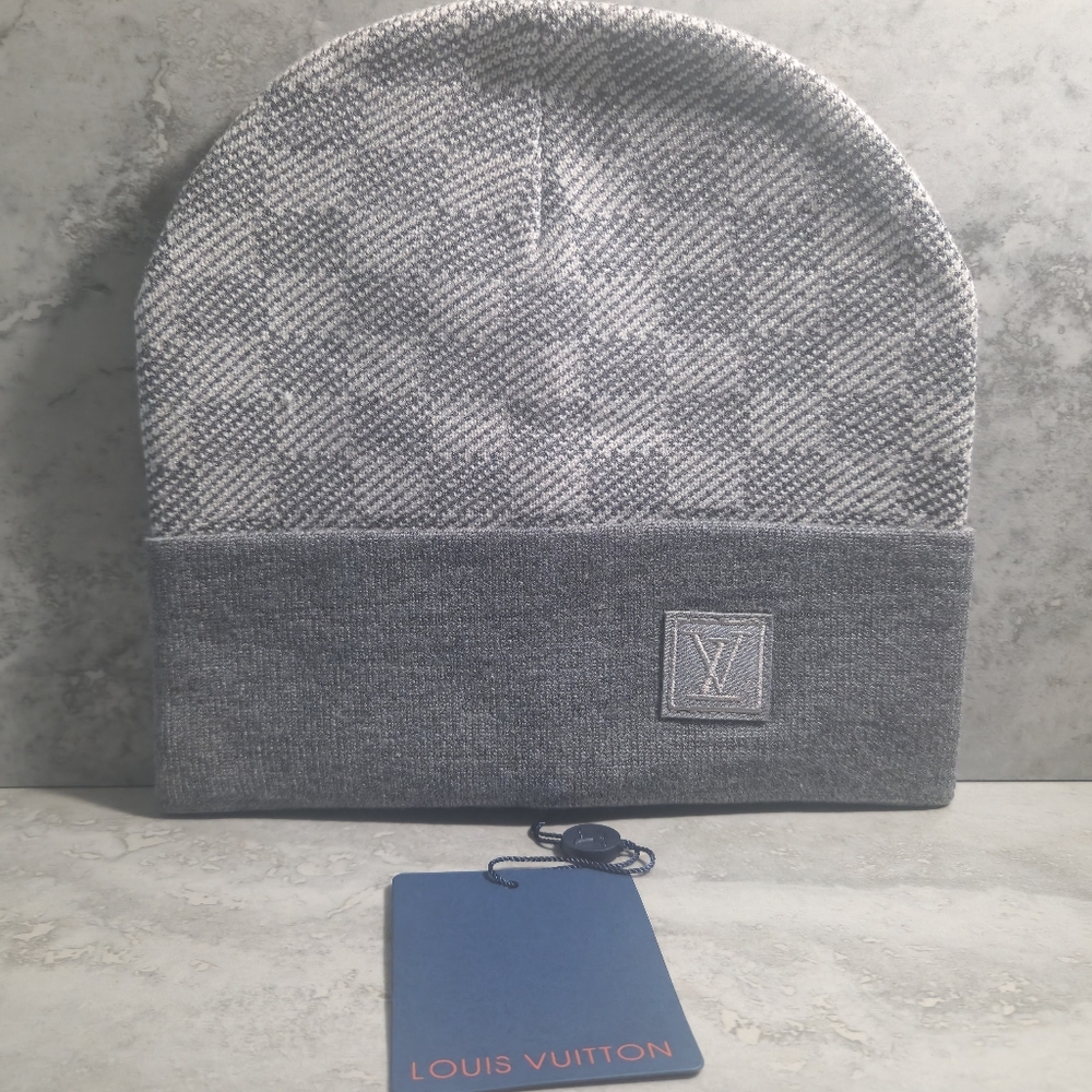 Louis Vuitton Gray Checkered Beanie✨️